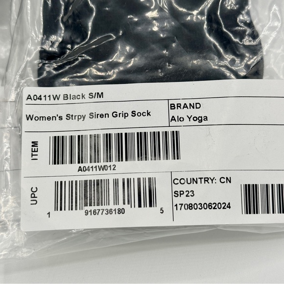 NWT Alo Strappy Siren Grip Socks Black Ballet Barre Pilates Brand New ONE PAIR - Picture 3 of 16